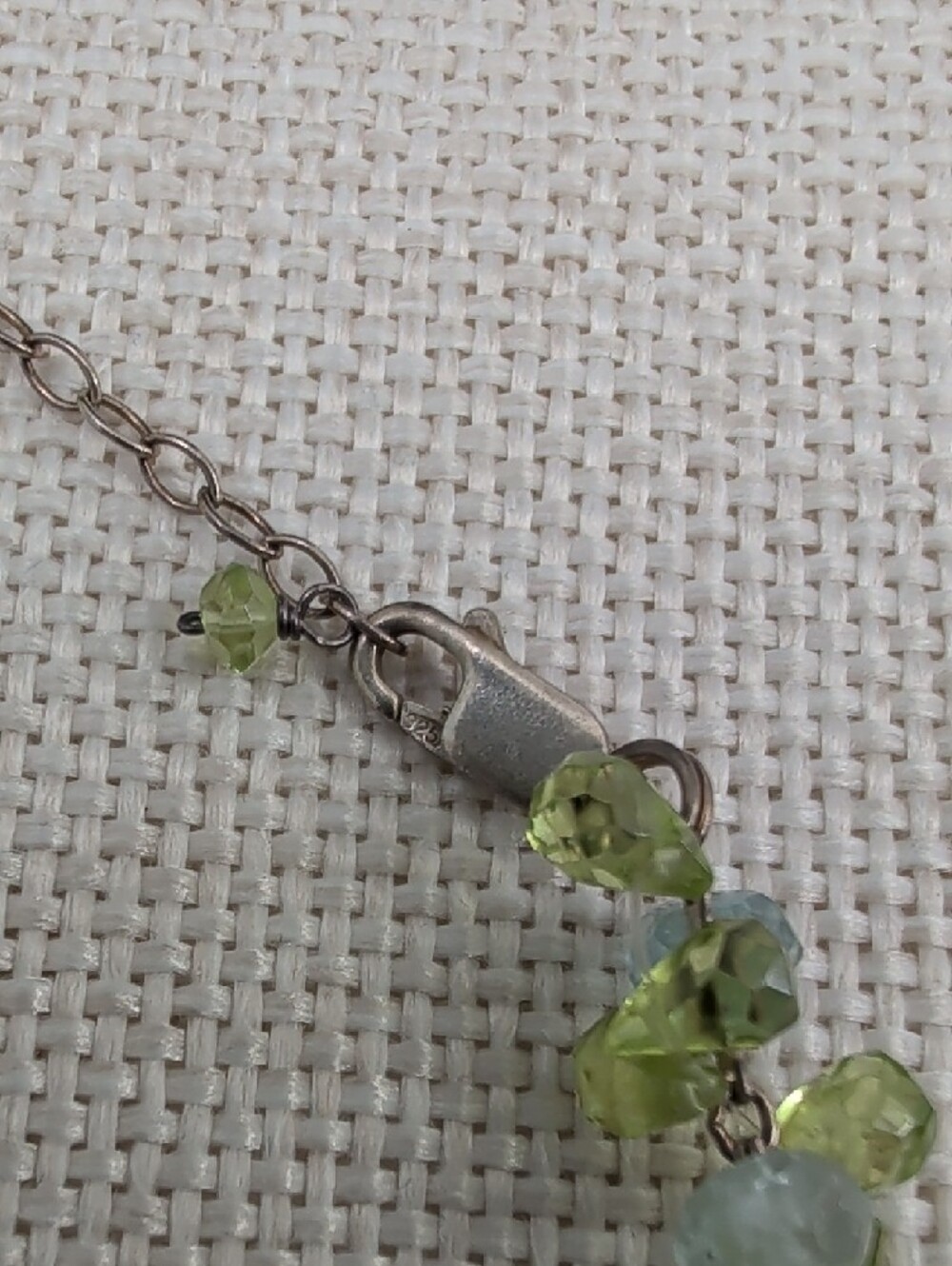 Ross-Simons 925 Sterling Silver Peridot Aquamarine Cluster Necklace 16" - Picture 16 of 17